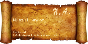 Nuszpl Andor névjegykártya